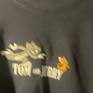 Hollister Black and Green Crewneck Sweater with Nostalgic Design